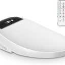 Electric Smart Toilet Seat Bidet with Slow Close Lid Cover, Instant Heated Seat, LCD, Adjustable Water Pressure & Temperature, Dual Positions, Self-Cleaning Nozzle, Night Light- Round