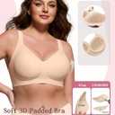 As Fairy Full Coverage Bras for Women No Underwire Supportive Wireless Plus Size Bra Seamless Comfort Bralette (Beige, L)