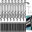 Trampoline Anchors Set Of 16 - Heavy Duty Trampoline Stakes - Ground Anchors Resistant High Wind - Ground Stakes Heavy Duty with Straps (Black)