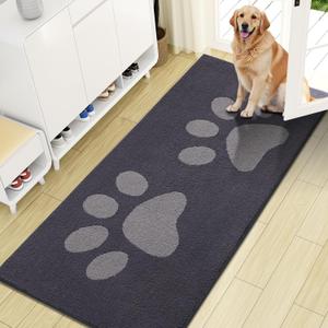 Buganda Dog Door Mat for Muddy Paws 59x20, Absorbent Doormat for Inside | Dark Grey, Dirt Trapper, Rubber Backing, Machine Washable Mud Mat for Dogs, Low-Profile Front Entrance Door Mat, 59.0"l X 20.0"w X 0.6"th