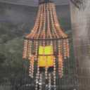 Hanging Candle Lantern Outdoor, 28” Battery Operated Modern Clear Acrylic Crystal Chandeliers with Flickering Yellow Led Candle Light S Hooks for Garden, Backyard, Gazebo, Room Indoor Indoor Decor