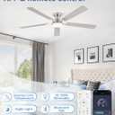 ZMISHIBO 60 Inch Ceiling Fan with Light, App&Remote Control, Flush Mount Low Profile, Dimmable 20W LED Light, Quiet Reversible Motor for Bedroom, Living Room, Apartment, Nickel