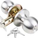 GSCZ Door Knob with Key for Bedroom Door Locks with Keys, Stainless Steel Doorknob with Lock and Key, Ball Door Handle with Key Doorknob with Lock and Key (1 Pack, Satin Nickel)