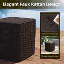 14 Gallon Outdoor Storage Box, Faux Rattan Deck Box with Removable Lid & Lockable Feature, All-Weather Waterproof Storage Bench for Poolside, Garden Tools Delivery Packages, Brown