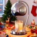 Candle Lamp Warmer, Wide Base Scented Candle Warmer with Timer and Dimmer, Modern Candle Melting Lattern, Home Decor Table Lamp (Silver)
