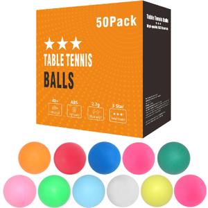 Colored Ping Pong Balls: 3 Star 40mm Table Tennis Balls for Outdoor Training Yard Party Kids Game Cat Dog Ferret Toys (Pack of 50 colored)