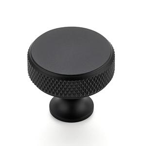 Ravinte 5 Pack Round Matte Black Knobs Knurled Single Hole Pulls Solid Black Kitchen Cabinet Hardware Handles for Drawers