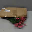 INSPRING Artificial Flowers for Outdoors, UV Resistant 12 Bundles Silk Flower Daisy with Eucalyptus + Orchid Leaf, Realistic Faux Outdoor Flowers for Porch Planter Garden Patio Boxwood, Purple Pink