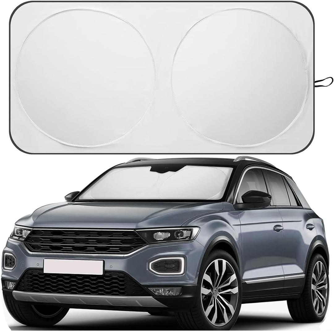 Car Windshield Sun Shade Reflector Sunshade Offers Good Protection for Car Interior to Keeps Your Vehicle Cool, Foldable Sun Shield with Storage Pouch (Medium 59"x29.5")