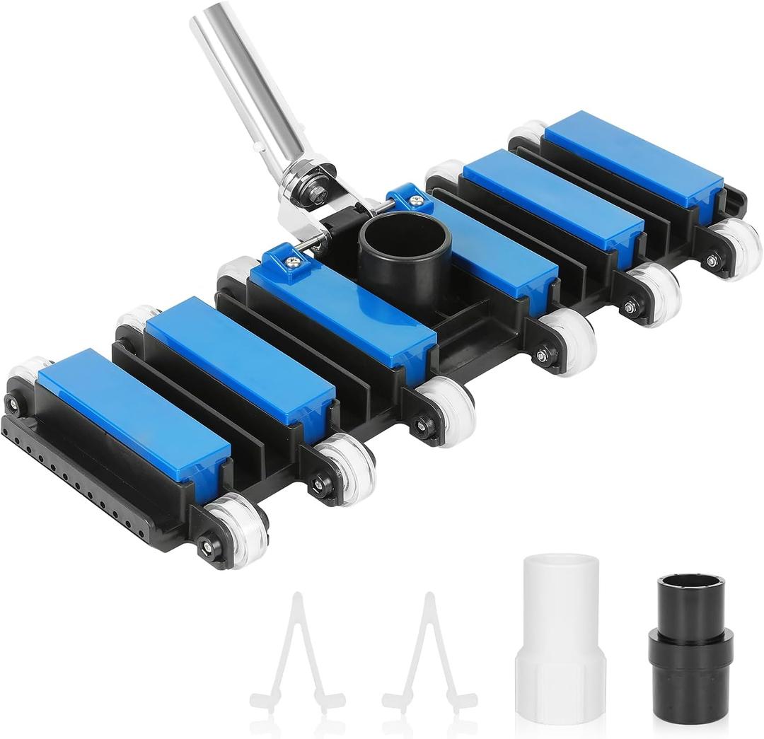 Pool Vacuum Head, Manual Pool Vacuum for Inground and Above Ground Pools Flexible Swivel Pool Head with Integrated Bottom Brush Swimming Pool Head for Absorb - 19 Inch Brush