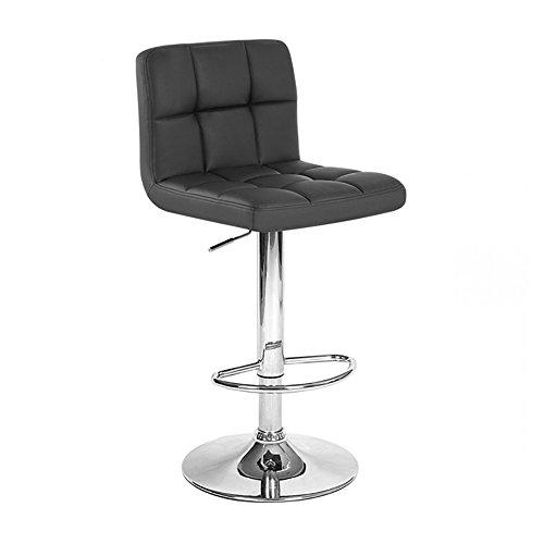 Roundhill Furniture Swivel Black Bonded Leather Adjustable Hydraulic Bar Stool, Set of 2