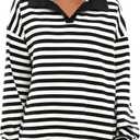 Darong Womens Oversized Contrast Striped Long Sleeve Collared Sweatshirts Casual Cotton Pullover Sweatshirt Fall Cloth (XL)