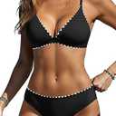 Womens Push Up Bikini Set - Two Piece Swimsuit V Neck Crisscross Back Bathing Suit 2025 Swimwear, Small