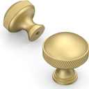Amerdeco 10 PackChampagne Bronze knurled Cabinet Knobs Single Hole Cabinet Pulls 1.18 Inch (30MM) Diameter Round Drawer Knobs and Pulls for Bathroom Cabinets ZH0072