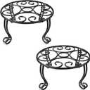 Metal Outdoor Plant Stand 11.8IN Diameter Heavy Duty Plant Pot Stands for Indoor Round Flower Pot Support Rack Set of 2,Black