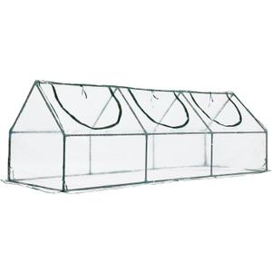 BPS 9x3x3 ft Mini Greenhouse with Transparent PVC Cover UV-Protected Roll-Up Zipper Doors, Ideal for Indoor or Outdoor Use on Raised Garden Beds