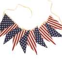 Vintage Stars and Stripes American Flag Bunting Banner, 5 Meter Cotton Garland with 10 Double-Sided USA Pennant Flags, Patriotic Hanging Decoration for 4th of July, Memorial Day, Independence Day