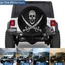 Jolly Roger Pirate Skull Spare Tire Cover with Camera Hole Wheel Tire Cover Fit for RV Trailer SUV Jeep Truck 17 Inch