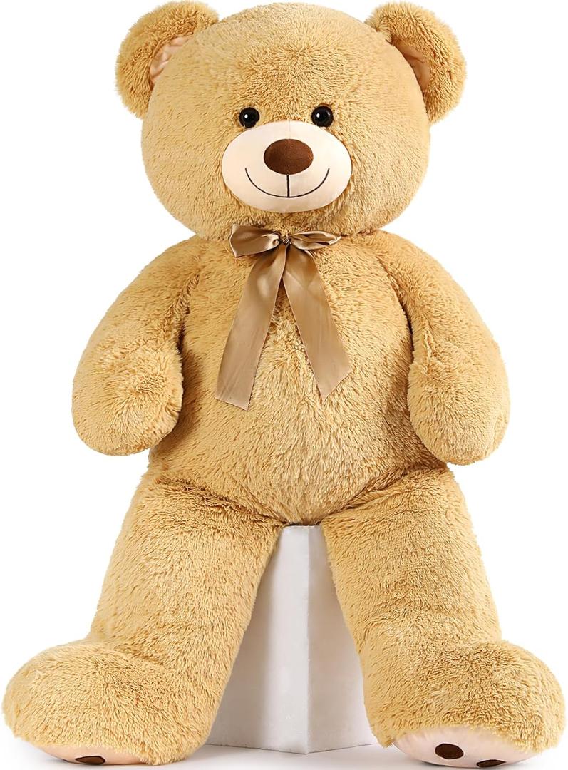 MorisMos 47inch Giant Teddy Bear Stuffed Animal 4ft, Large Teddy Bear Plush, Big Stuffed Bear Gifts for Kids, Girls, Girlfriend, Women on Baby Shower, Valentine, Christmas, Birthday (Light Brown)