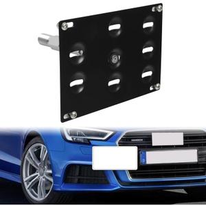 TA Track Front Bumper Tow Hook License Plate Holder Bracket Relocator Compatible For Audi A4 S4 RS4 A5 S5 RS5 Q5 A7 S7 RS7 TT TTS TTRS Gill Mount License Tag Frame Increase Air Intake