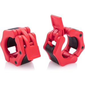 Olympic Barbell Collar 2 inch Quick Release Pair of Locking 2" Pro Weight Bar Plate Locks Clamp Clips for Workout Weightlifting Fitness Training (Red)