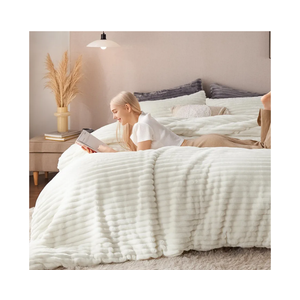 Bedsure Faux Fur King Size Comforter Set - Beige Fluffy Comforter King Size, Soft and Cozy Shaggy Bedding Comforter Sets, Winter Warm Luxury Fuzzy Bed Set 3 Pieces, 1 Comforter and 2 Pillowcases