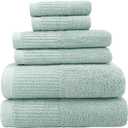 YTYC 27x54 Inches Bath Towel Sets of 6 Luxury 100 Percent Cotton 650GSM Super Absorbent Soft Shower Towels for Bathroom (Green, 6pieces)