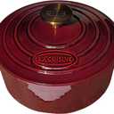 La Cuisine Enameled Cast Iron Dutch Oven Casserole Dish Pot with Lid, 2.1 QT 7.9 /20cm Dia. Internal Matt Black Enamel Coating, Gold-Plated SS Lid Handle Oven Safe up to 500 F, Cranberry