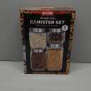 4 Piece Square Glass Canister Set with Stainless Steel Screw-on Lids, Clear