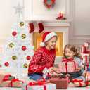 3 Ft White Artificial Christmas Tree for Tabletop, Foldable Xmas Tree with 4-Leg Stable Base & Silver Star Topper for Indoor Outdoor Home Office Party Christmas Decorations