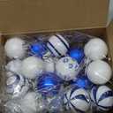 30 Pcs Happy Hanukkah Ornament for Tree Balls Star of David Hanging Ornaments 10 Styles Shatterproof Decorations White Blue Jewish Christmas Balls for Xmas Tree Decoration