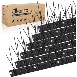 OFFO Black Bird Spikes Pre-Assembled for Pigeons Birds, Cover 10 Feet Durable Bird Spikes with Stainless Steel for Fence Roof Mailbox Window