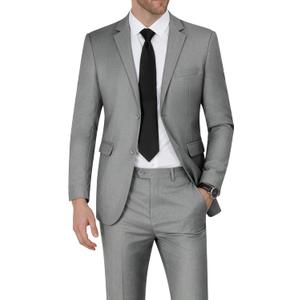 WEEN CHARM Men's Suits Slim Fit 2 Piece Two Button Blazer Wedding Prom Tuxedo Single Breasted Jacket Pants Set (XX-Large, Light Grey)