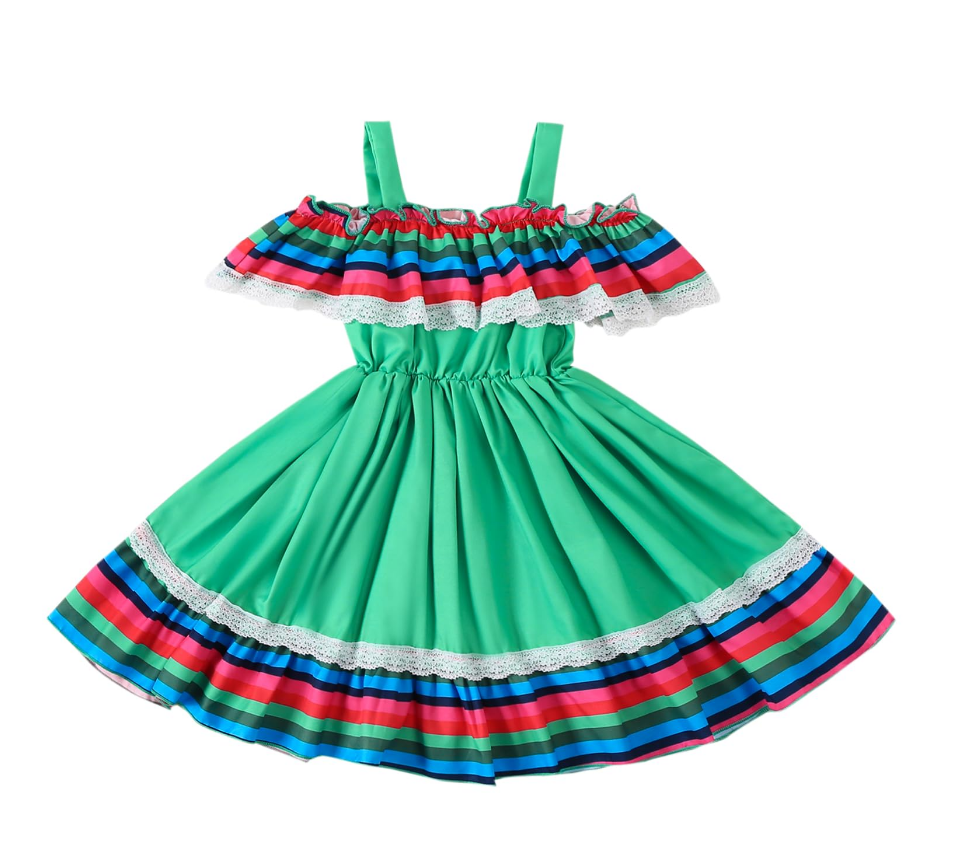 VINUOKER Toddler Girls Mexican Dress Cinco de Mayo Dress Mexican Traditional Fiesta Dress Size 80