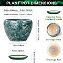 6 Inch Planter - Ceramic Plant Pots Indoor with Drainage Hole and Saucer, Indoor Plant Pots for Flowers Plants, Round Modern Small Planter, Bedroom Decor, Plants Lover Gift, Bubble Green