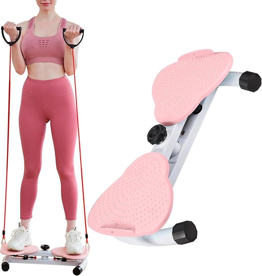 Waist Twist Workout Machine, Ab Machine Weight for Slim Waist and Core Ab Exercise Foot Massage and Weight Loss, Noiseless Home Gym Exercise Equipment for Women Men (Pink)