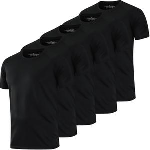 HovSiyla 5 Pack Running Shirts Men Sport Tops Dry Fit Gym Wicking Athletic T Shirts Breathable Cool Workout Shirts Black L