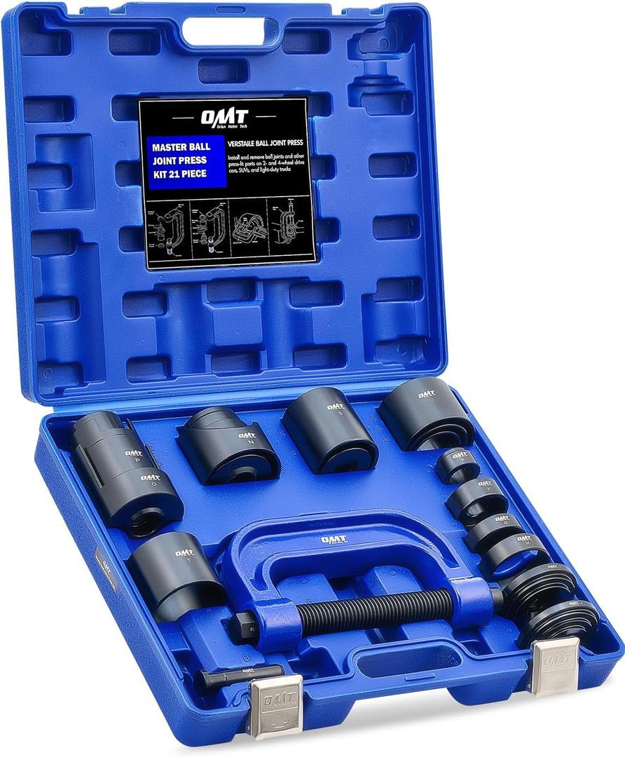 Orion Motor Tech Ball Joint Press Kit, 21-Piece Ball Joint Removal Tool for Installing and Removing Ball Joints, U Joints, and Anchor Pins, Heavy Duty Ball Joint Press Tool for 2WD and 4WD Vehicles