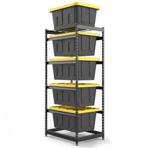 27 Gallon Tote Storage Rack, Heavy-Duty Storage Bin Rack Organizer, 5-Tier Standing Storage Bin Shelves, 250 lb Capacity, Maximize Space for Garage, Warehouse, Utility, 2 Pack Pro(Totes Not Included)