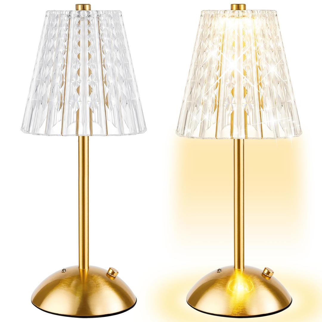 Bornerwhite 8 Pcs Cordless Table Lamp Rechargeable Touch Lamp,Gold Classic