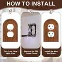 4 x DoubleFill 4 Pcs Walnut Wood Light Switch Cover Brown Outlet Covers Wall Plate Decorative Boho Plug Plate Vintage Rustic Contemporary Interior Room Home Decor (13 * 8.2cm,Arch Double Hole)