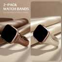2 pack Slim Leather Bands Compatible with Apple Watch Band 38mm 40mm 41mm 42mm 44mm 45mm 46mm 49mm Women,Top Layer Genuine Leather Strap for iWatch Series 11/10/9/8/7/6 5/4/3/2/1/SE/Ultra