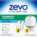 Zevo Compact Flying Insect Trap Kit with Refill Cartridges - Plug-in Indoor Bug Catcher for Gnats, House & Fruit Flies - Blue + UV Light Technology, No Odor, No Mess (1 Plug-in Device + 3 Cartridges)