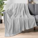 PAVILIA Soft Fleece Light Grey Throw Blanket for Couch, Lightweight Plush Warm Blankets for Bed, Fuzzy Cozy Flannel Blanket Throw for Sofa, Travel, Jacquard Pattern, Light Gray, 50x60 inch
