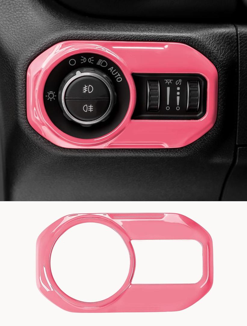 Savadicar Pink Interior Accessories - Headlight Switch Trim for 2018-Present Jeep Wrangler JL JLU 4XE & Gladiator JT - Solid Color Interior Decor Upgrade Option, 1-Piece
