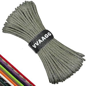 VVAAGG 550 Paracord 100FT, Heavy-Duty Strong Rope, 4mm Parachute Cord, Outdoor Camping Gear Tent Rope Green
