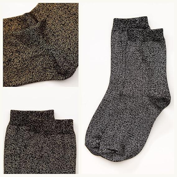 Zodaca 3 Pairs Glitter Crew Socks Assorted Color