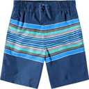 Kanu Surf Boys' Line Up Quick Dry UPF 50+ Beach Swim Trunk (10-12, Orbit Navy/Green)