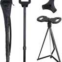 Cane with Seat 2-in-1 Portable Walking Stick with Seat for Men & Women Folding Lightweight Sturdy Tripod Cane Foldable Stool Mobility Aid Crutch Chair with Travel Bag for Elderly, Seniors & Handicap (New Dark Black)