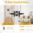 HOSOM Black Door Handle Interior Passage Door Lever for Hall and Closet Heavy Duty Reversible Door Handles Knob with Square Plate Left or Right Handing No Locking Matte Black